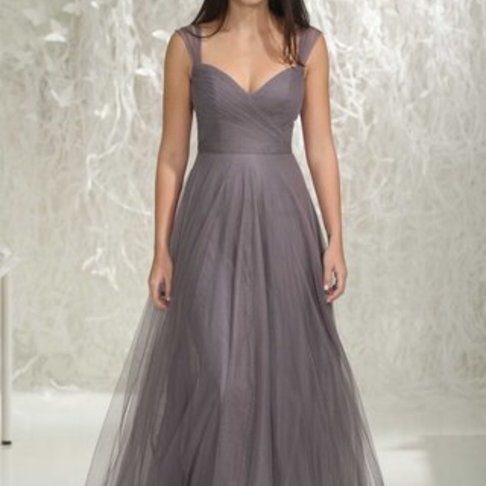 Watters & Watters Grey Tulle Formal Gown Size 8